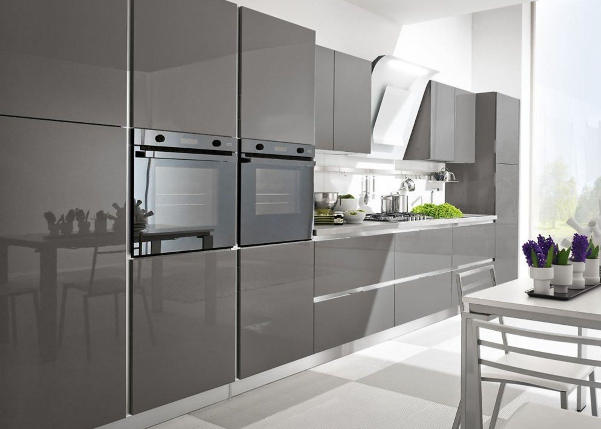 серый фасад кухни дизайн